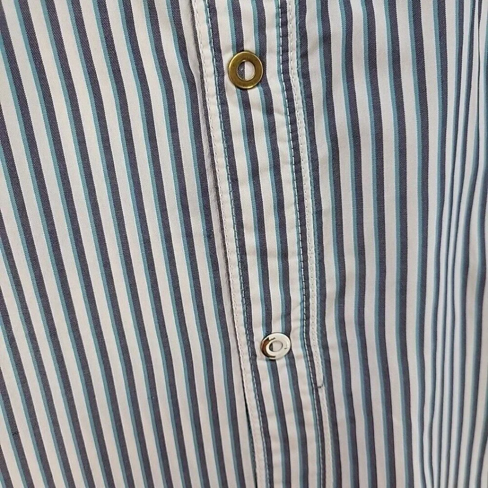 The North Face Mens Shirt Sz XXL Blue‎ Striped Snap Up Short Sleeve